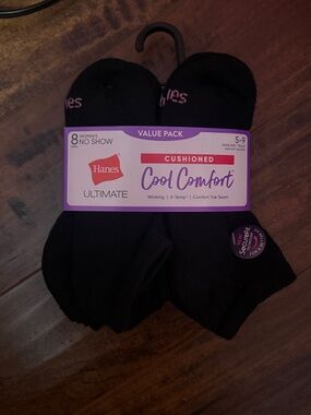 Hanes Black No-Show Cushioned Cool Comfort Socks - Value Pack